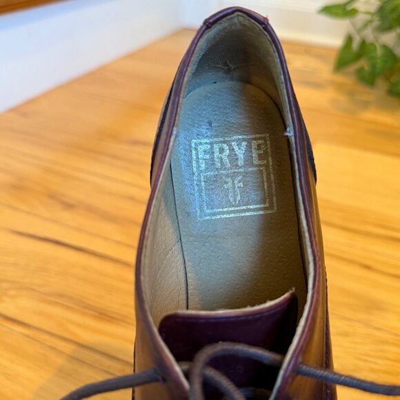 Frye Women’s Burgundy Leather Oxfords, Size 6.5 B, Made in Mexico, Classic - Picture 4 of 6